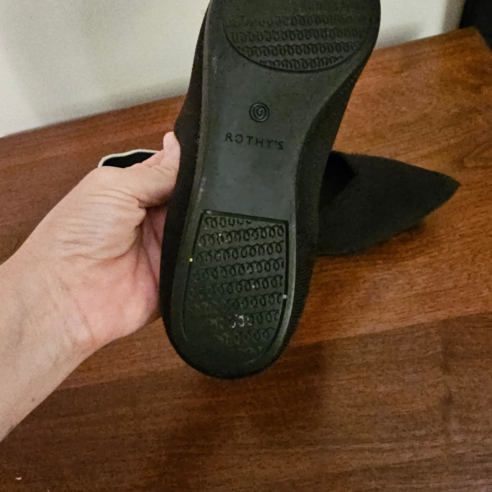 Rothys The Point Black Solid Knit Pointed Toe Flats Womens Size 10 - Picture 6 of 10